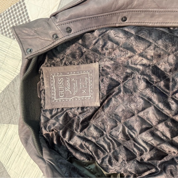 Guess Women's Charcoal Gray Leather Jacket Size Small. - Picture 5 of 7